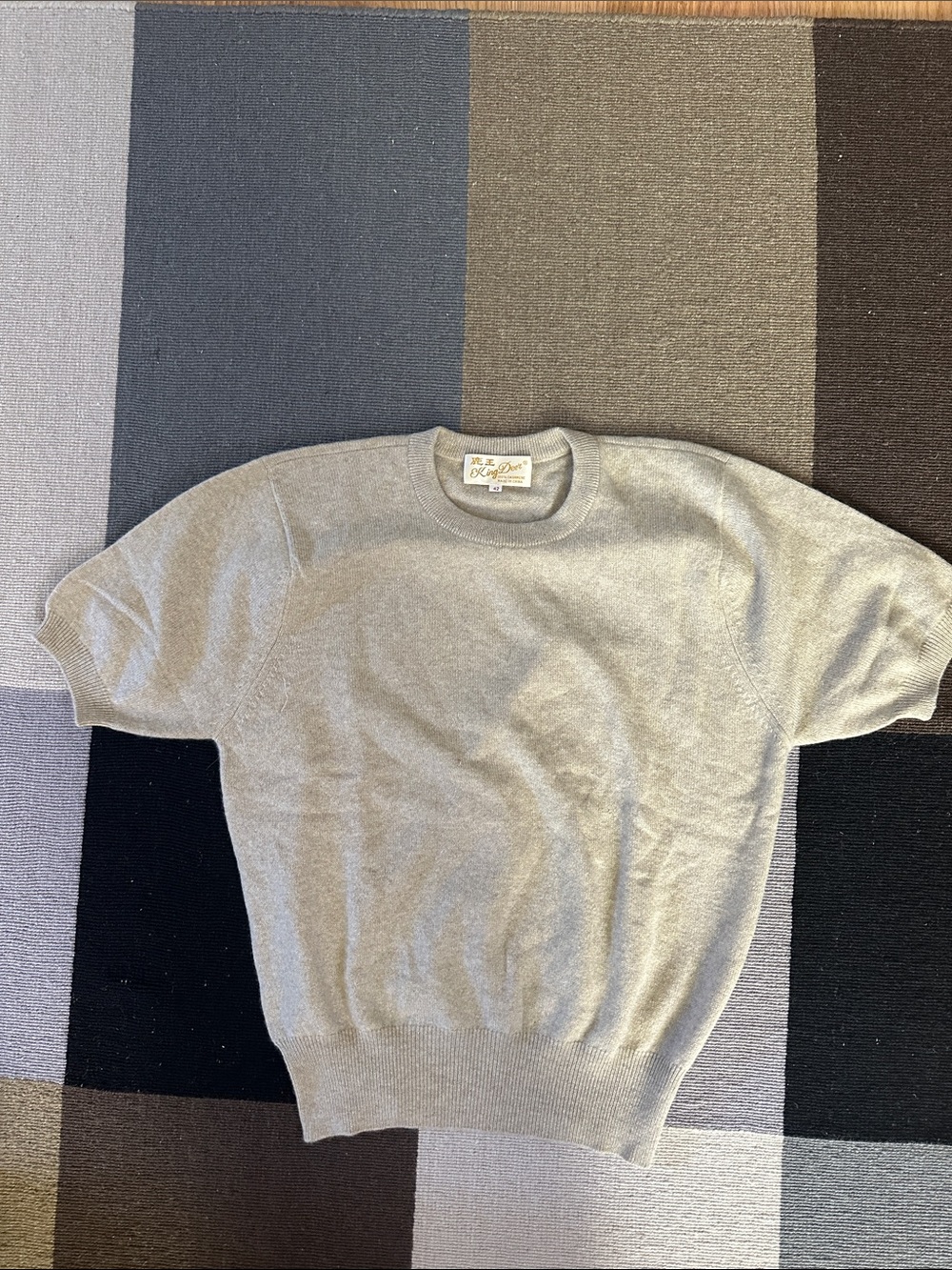 Cashmere Light Gray Short-Sleeve Crewneck Sweater